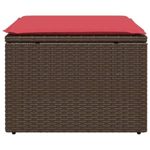Gartenhocker mit Kissen Braun 55x55x37 cm Poly Rattan