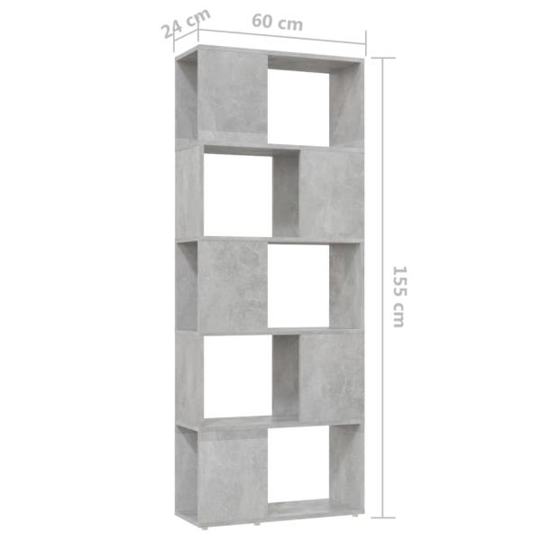 Bücherregal Raumteiler Betongrau 60x24x155 cm