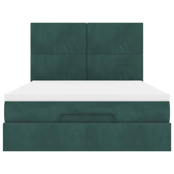 Ottoman-Bett mit Matratzen Dunkelgrün 140x190 cm Samt