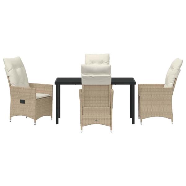 5-teiliges Garten-Dining-Set mit Kissen Beige Poly-Rattan