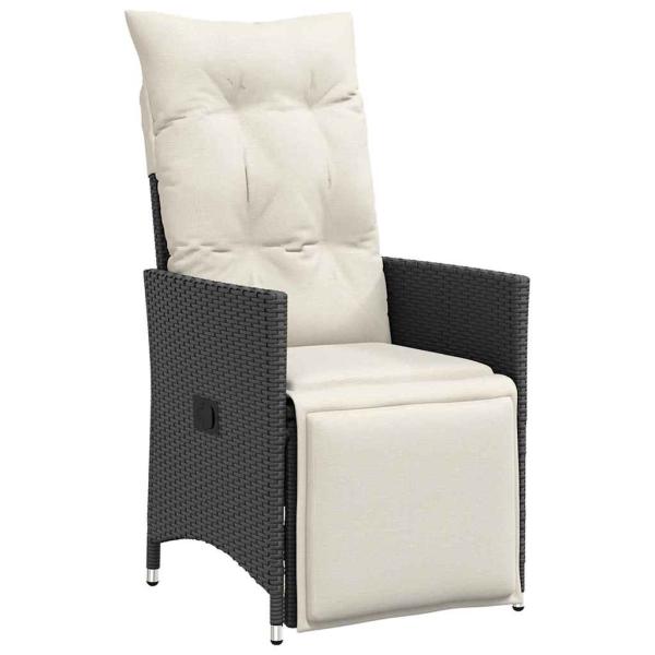 3-teilige Garten-Essgruppe mit Kissen Schwarz Poly-Rattan