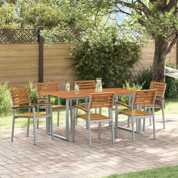 ARDEBO.de - 7-teiliges Gartenset aus massivem Akazienholz und Metall