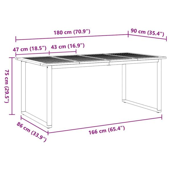 5-teiliges Garten-Esszimmer-Set aus massivem Akazienholz und Metall