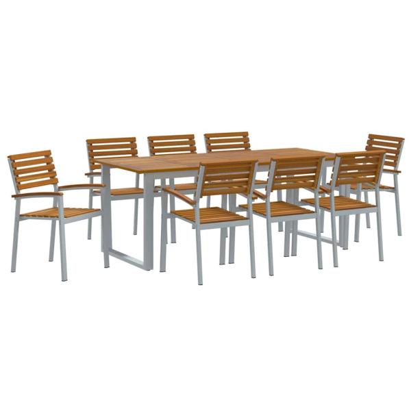 9-teiliges Gartendienst-Set aus solidem Akazienholz und Metall