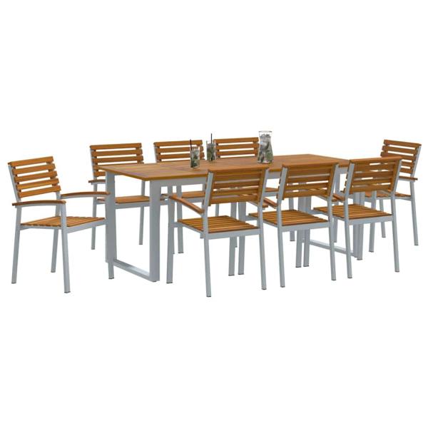 9-teiliges Gartendienst-Set aus solidem Akazienholz und Metall