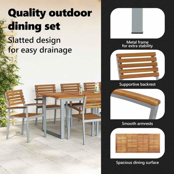 9-teiliges Gartendienst-Set aus solidem Akazienholz und Metall