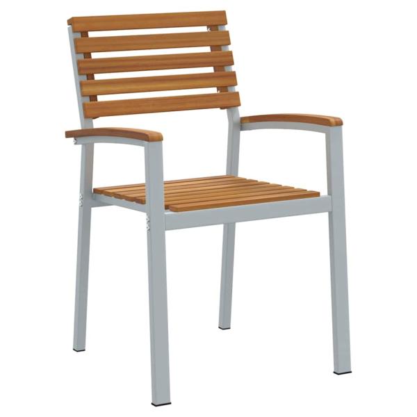 5-teiliges Garten Esstischset aus solidem Teakholz und Metall