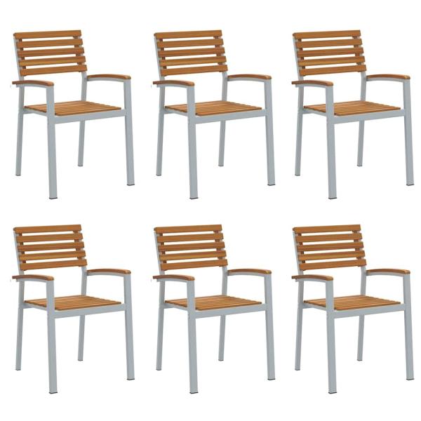 Stapelbare Gartenstühle 6 Stück Massivholz Akazie und Metall