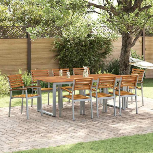 Stapelbare Gartenstühle 8 Stück Solid Wood Akazie und Metall