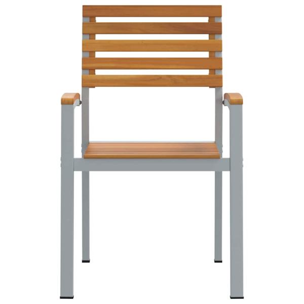 Stapelbare Gartenstühle 8 Stück Solid Wood Akazie und Metall