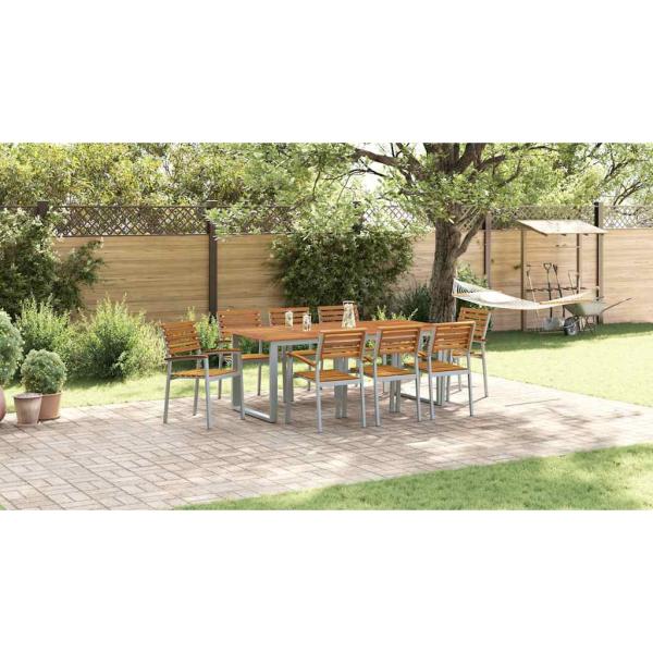 Stapelbare Gartenstühle 8 Stück Solid Wood Akazie und Metall