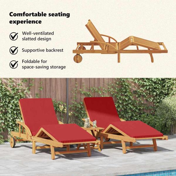 Sonnenliege 2 pcs Rot 200 x 67 x 84 cm Massivholz Akazie