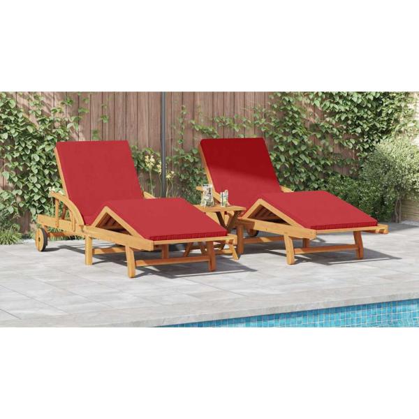 Sonnenliege 2 pcs Rot 200 x 67 x 84 cm Massivholz Akazie