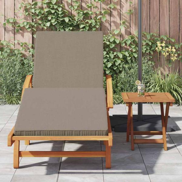 Sonnenliege mit Kissen und Tisch Taupe Massivholz Akazie, Faltbare Sonnenliege mit Rädern und Kissen Taupe Massivholz Akazie