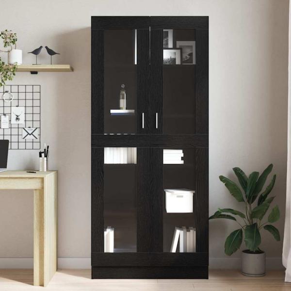 Bücherregale 2er Set Schwarz Eiche 82,5x30,5x185 cm Holzwerkstoff