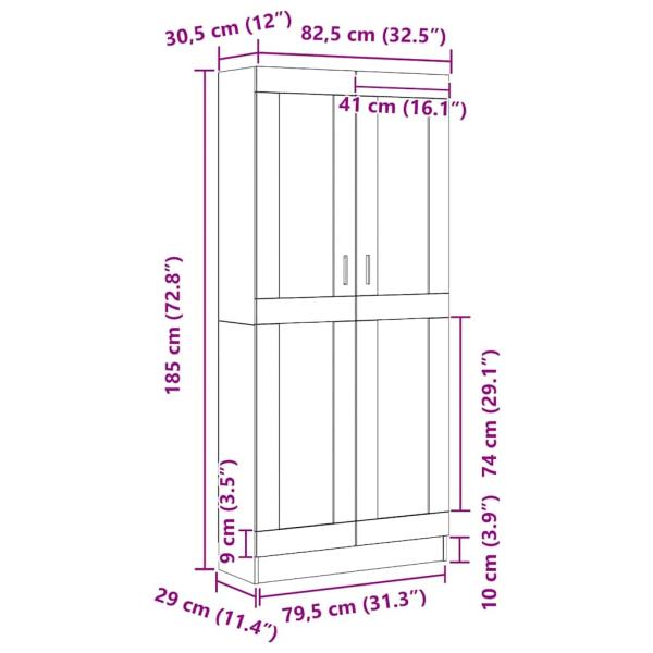 Bücherregale 2er Set Schwarz Eiche 82,5x30,5x185 cm Holzwerkstoff