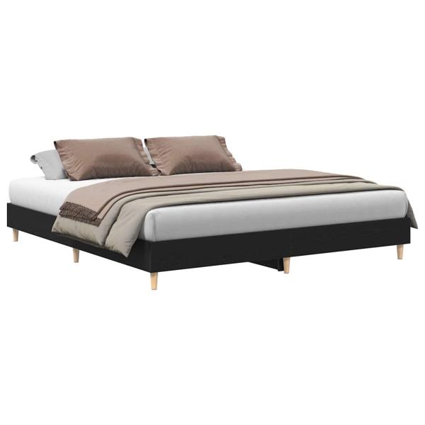 Bettgestell Schwarz-Oak 200x200 cm Holzwerkstoff