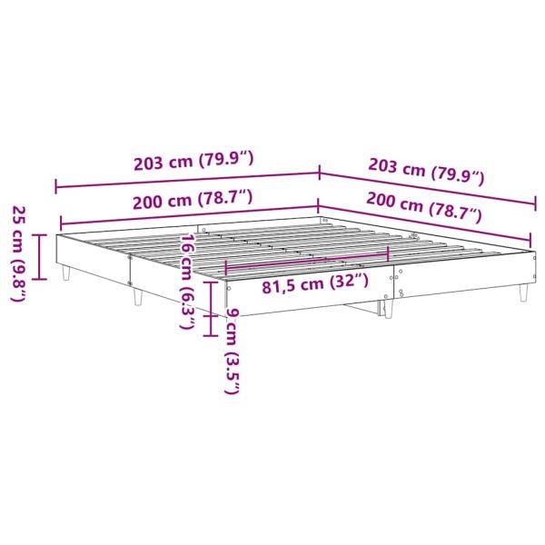Bettgestell Schwarz-Oak 200x200 cm Holzwerkstoff