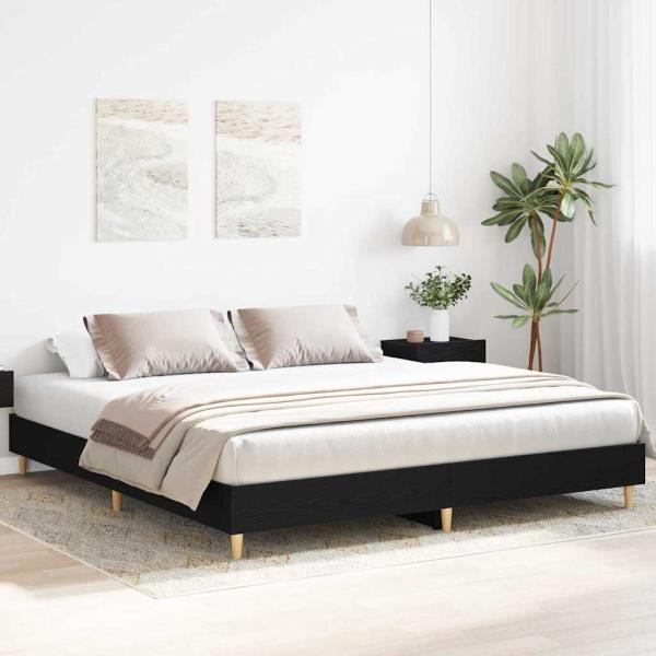 Bettgestell Schwarz Eiche 180x200 cm Hergestelltes Holz