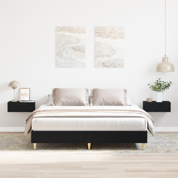 Bettgestell Schwarze Eiche 140x200 cm Konstruiertes Holz