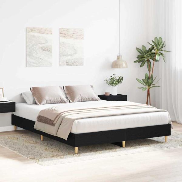 Bettgestell Schwarze Eiche 140x200 cm Konstruiertes Holz