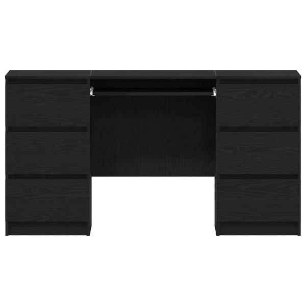 Schreibtische 2 Stück Schwarz Eiche 140x50x76 cm Holzwerkstoff