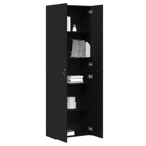 Büroschrank Schwarz Eiche 60x32x190 cm Holzwerkstoff