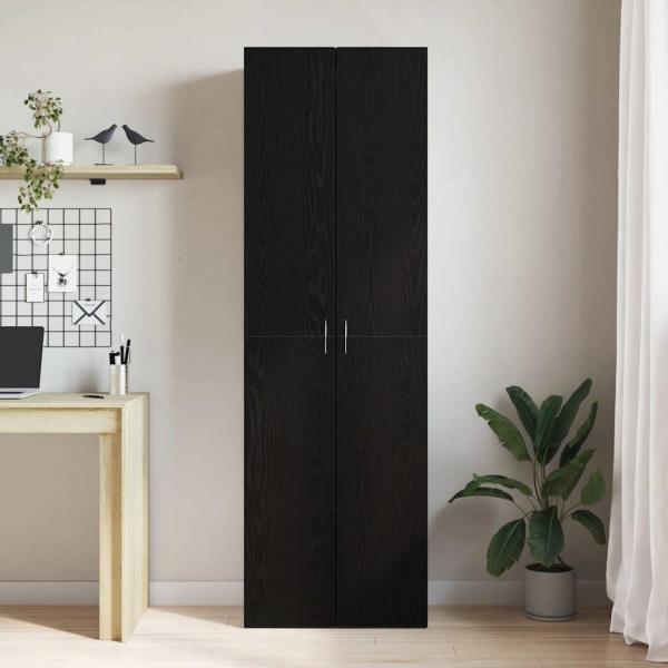 Büroschrank Schwarz Eiche 60x32x190 cm Holzwerkstoff