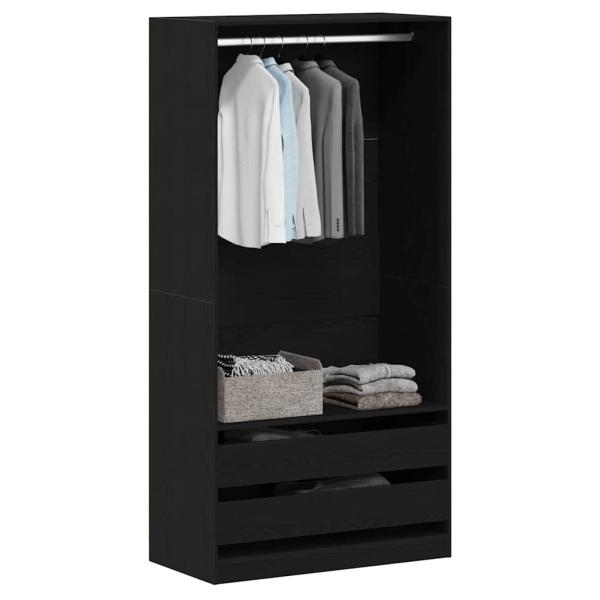 Kleiderschrank in Schwarz und Eiche, 100x50x200 cm, aus Holzwerkstoff