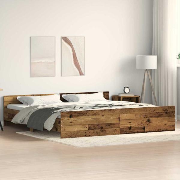 ARDEBO.de - Bettgestell Altholz 200x200 cm Holzwerkstoff