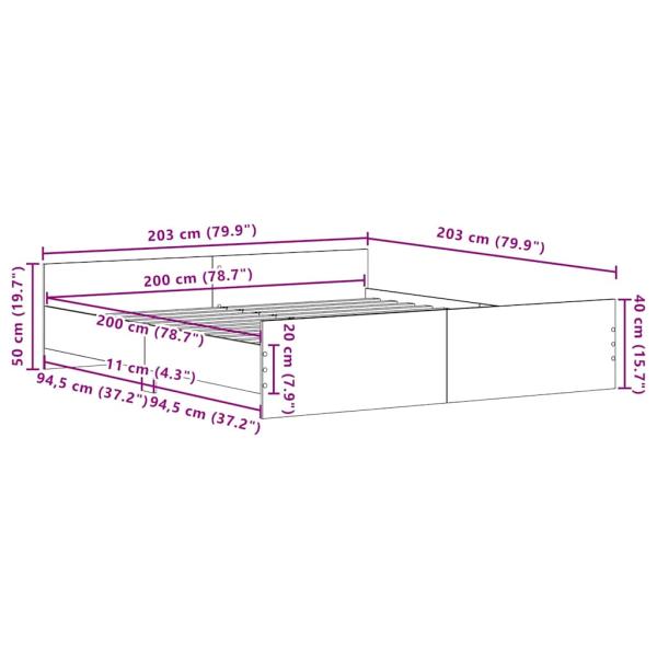 Bettgestell Altholz 200x200 cm Holzwerkstoff
