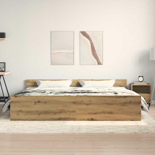 ARDEBO.de - Bettgestell Artisan Eiche 200x200 cm Holzwerkstoff