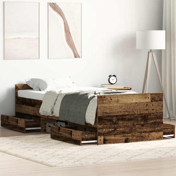 ARDEBO.de - Bettgestell ohne Matratze Altholz 75x190 cm Holzwerkstoff