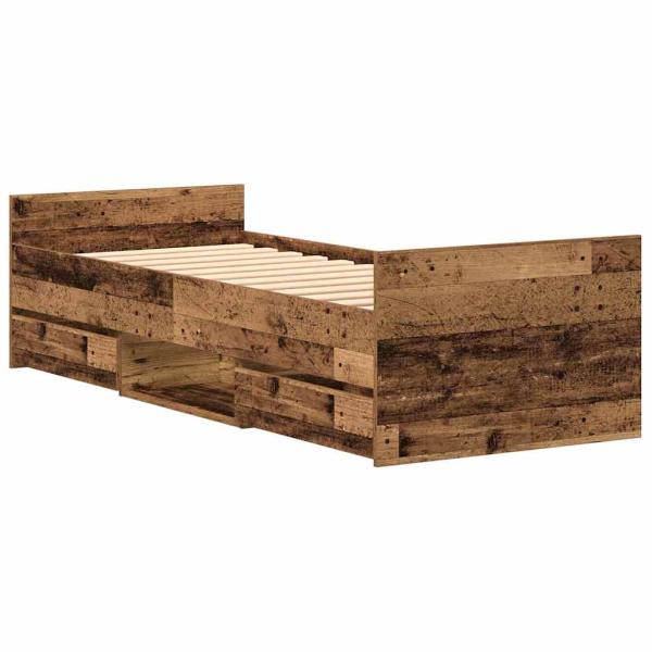 Bettgestell ohne Matratze Altholz 75x190 cm Holzwerkstoff