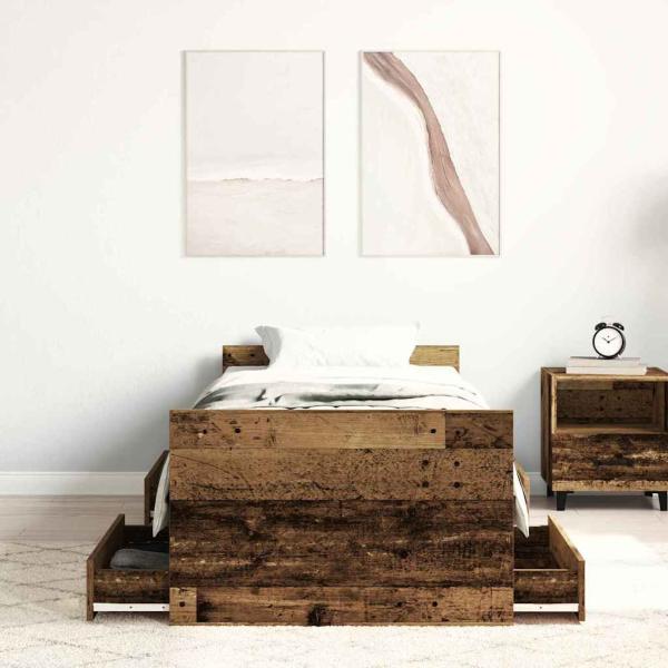 Bettgestell ohne Matratze Altholz 75x190 cm Holzwerkstoff