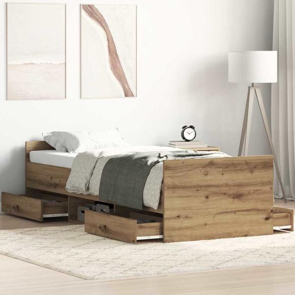ARDEBO.de - Bettgestell ohne Matratze Artisan Eiche 75x190 cm Holzwerkstoff