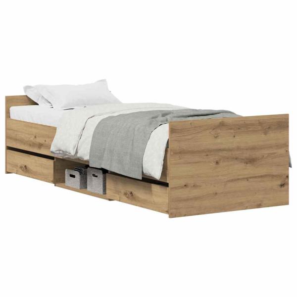 Bettgestell ohne Matratze Artisan Eiche 75x190 cm Holzwerkstoff