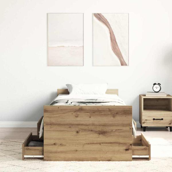 Bettgestell ohne Matratze Artisan Eiche 75x190 cm Holzwerkstoff