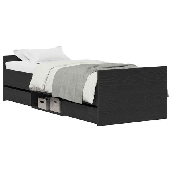 Bettgestell ohne Matratze Schwarz Eiche 75x190 cm Holzwerkstoff