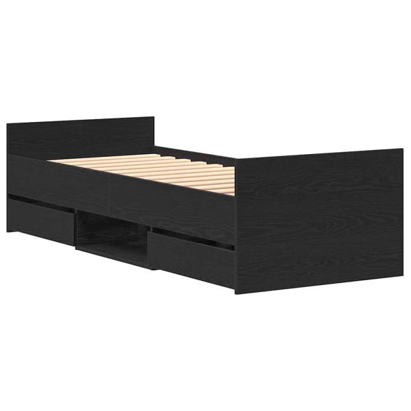 Bettgestell ohne Matratze Schwarz Eiche 75x190 cm Holzwerkstoff