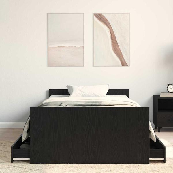 Bettrahmen Schwarz Eichen-Optik 193 x 93 x 50 cm Holzwerkstoff