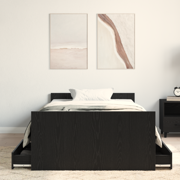 Bettrahmen Schwarz Eichen-Optik 193 x 93 x 50 cm Holzwerkstoff