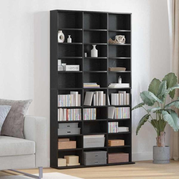 ARDEBO.de - CD-Regal Schwarz Eiche 101x23x177,5 cm Holzwerkstoff