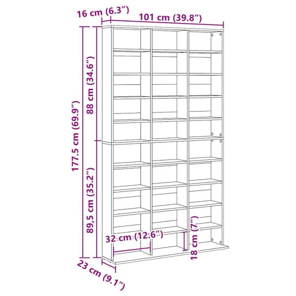 CD-Schrank in Artisan Eiche - 101x23x177.5 cm aus Holzwerkstoff