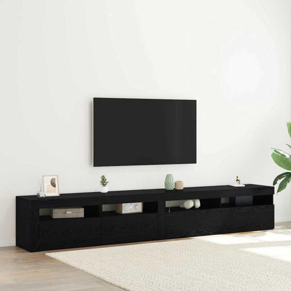 ARDEBO.de - TV Schränke 2 Stück mit LED Lichtern Schwarze Eiche Holzwerkstoff, TV Schrank mit LED Schwarze Eiche 120x35x40 cm Holzwerkstoff