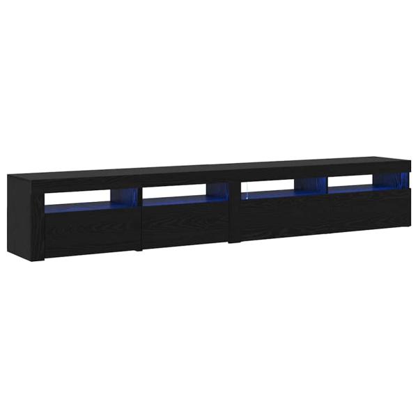 TV Schränke 2 Stück mit LED Lichtern Schwarze Eiche Holzwerkstoff, TV Schrank mit LED Schwarze Eiche 120x35x40 cm Holzwerkstoff