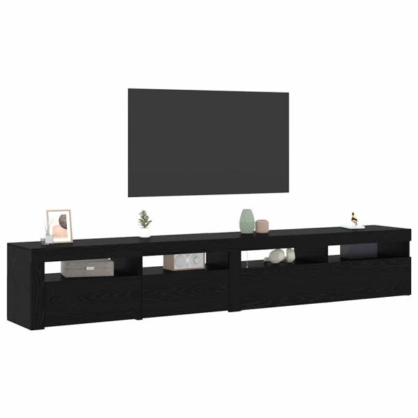 TV Schränke 2 Stück mit LED Lichtern Schwarze Eiche Holzwerkstoff, TV Schrank mit LED Schwarze Eiche 120x35x40 cm Holzwerkstoff