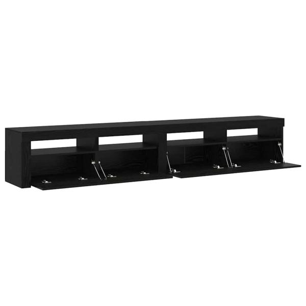 TV Schränke 2 Stück mit LED Lichtern Schwarze Eiche Holzwerkstoff, TV Schrank mit LED Schwarze Eiche 120x35x40 cm Holzwerkstoff