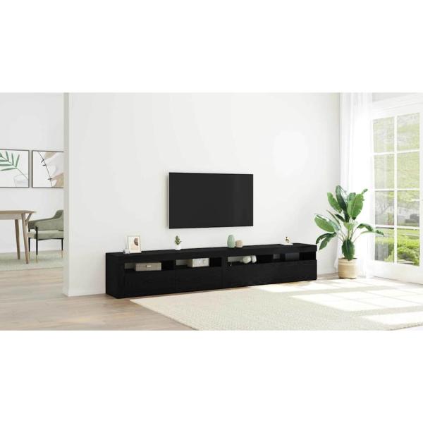 TV Schränke 2 Stück mit LED Lichtern Schwarze Eiche Holzwerkstoff, TV Schrank mit LED Schwarze Eiche 120x35x40 cm Holzwerkstoff