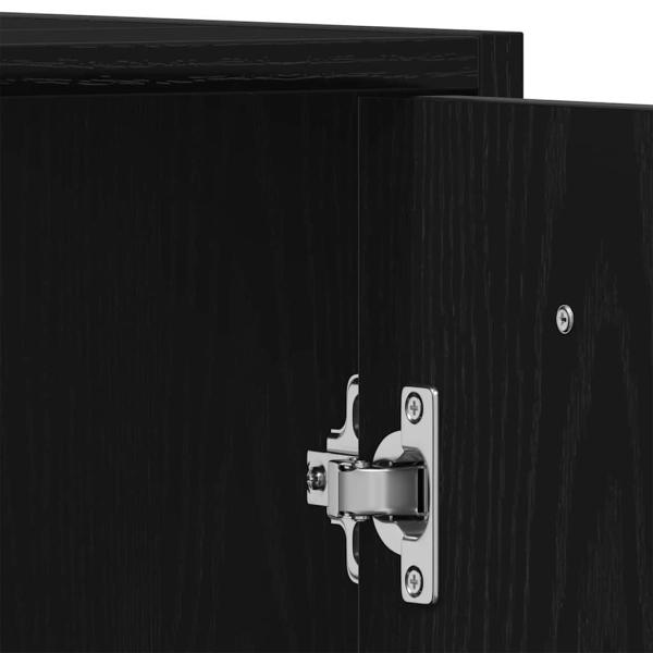 3-teiliges Badezimmermöbel Set Schwarz Eiche Holzwerkstoff